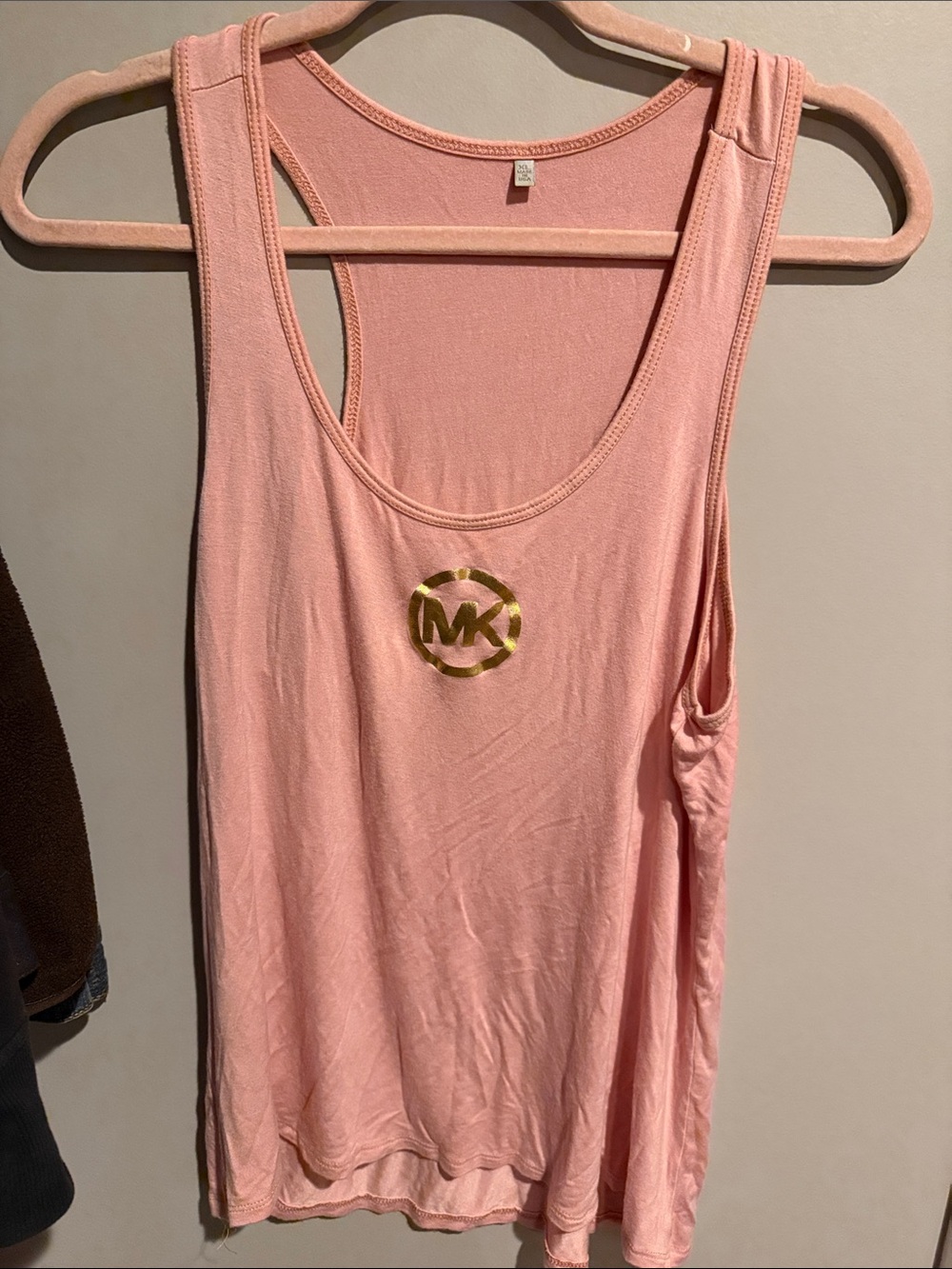 Michael Kors Peach-Pink Gold Logo Racerback Tank